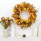22 Inches Fall Wreaths for Front Door Rustic Autumn Wreath Farmhouse Fall Floral Wreaths with Tulips Orange Wildflowers for Wall Window Porch Indoor Outside
